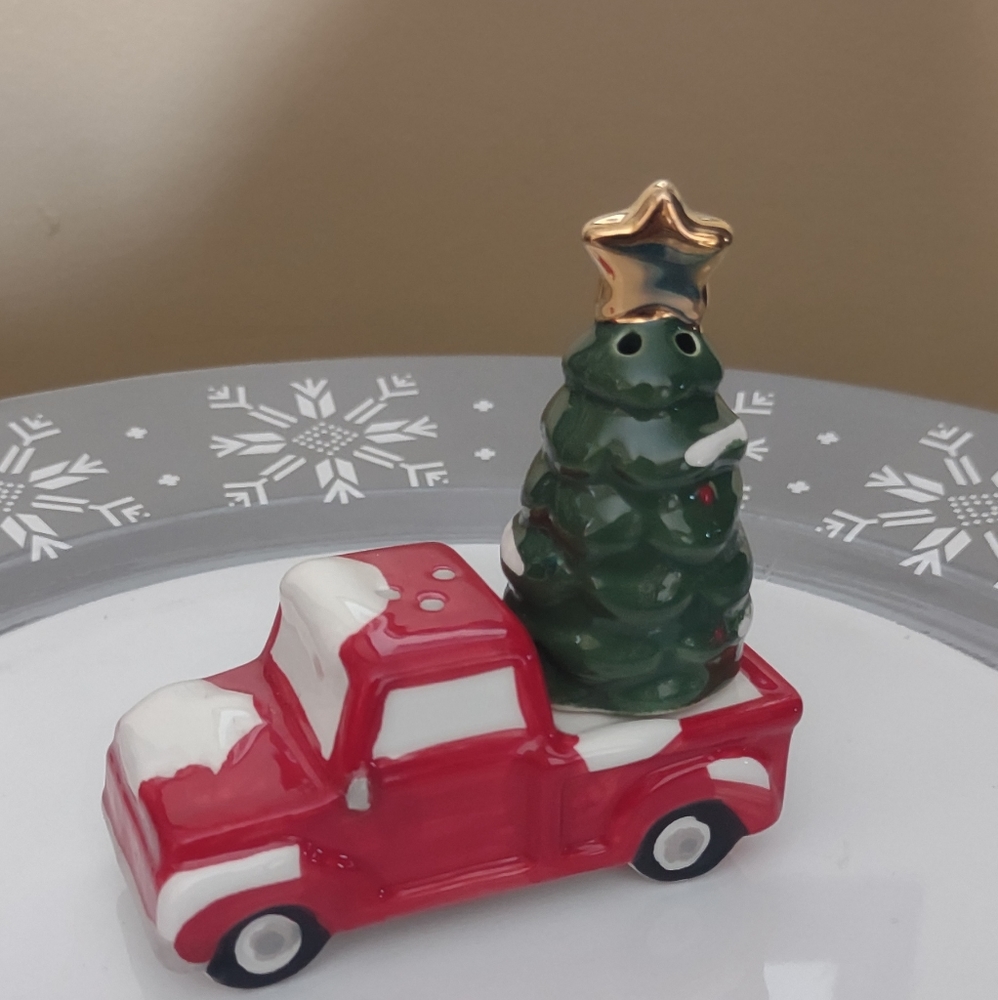 Salt and Pepper Shaker set, Christmas, Winter, Tree, Red Truck
